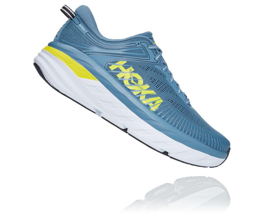 Running Shoes Mens - Hoka One One Bondi 7 - Blue - OJVZTYR-50